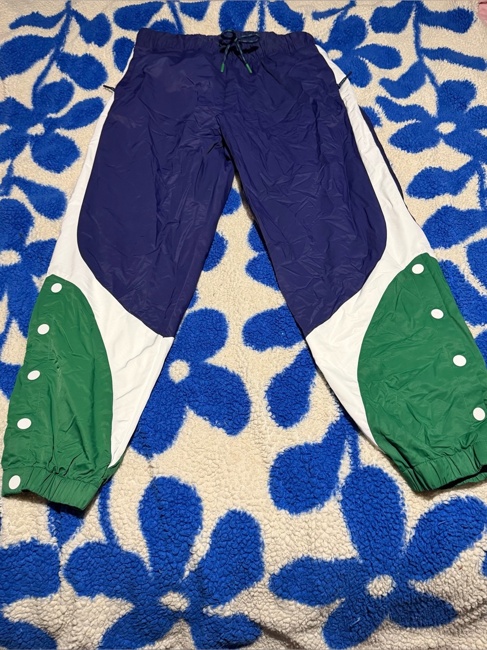 Vintage Puma Colorblock Snap Track Pants - Navy, White & Green